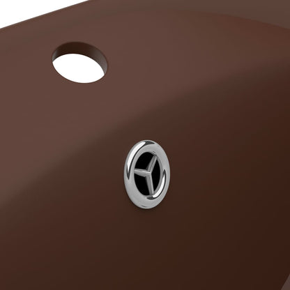 Lavatório luxuoso oval 58,5x39 cm cerâmica castanho-escuro mate