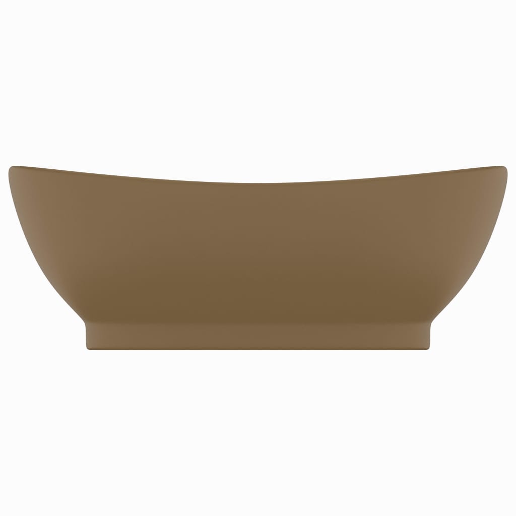 Lavatório luxuoso oval 58,5x39 cm cerâmica creme mate