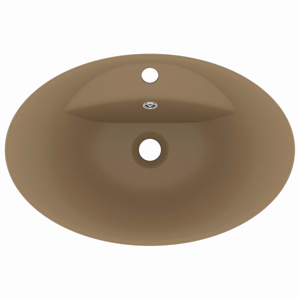 Lavatório luxuoso oval 58,5x39 cm cerâmica creme mate