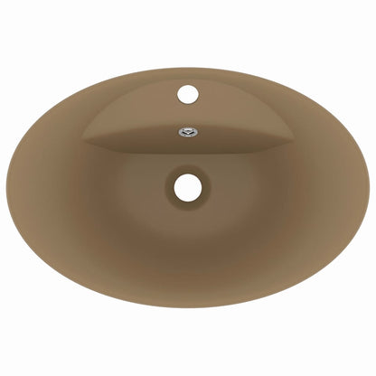 Lavatório luxuoso oval 58,5x39 cm cerâmica creme mate