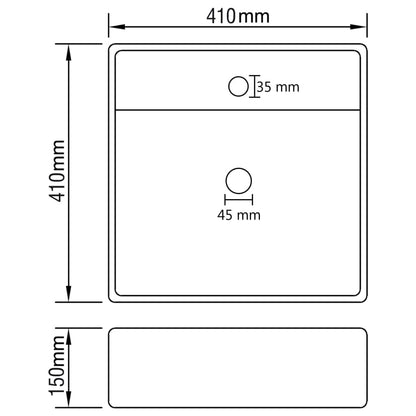 Lavatório luxuoso quadrado 41x41 cm cerâmica azul-claro mate