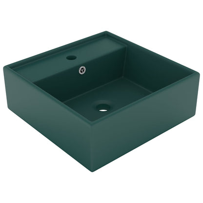 Lavatório luxuoso quadrado 41x41 cm cerâmica verde-escuro mate