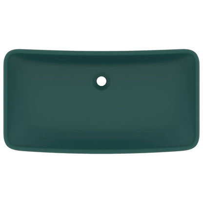 Lavatório luxuoso retangular 71x38cm cerâmica verde-escuro mate