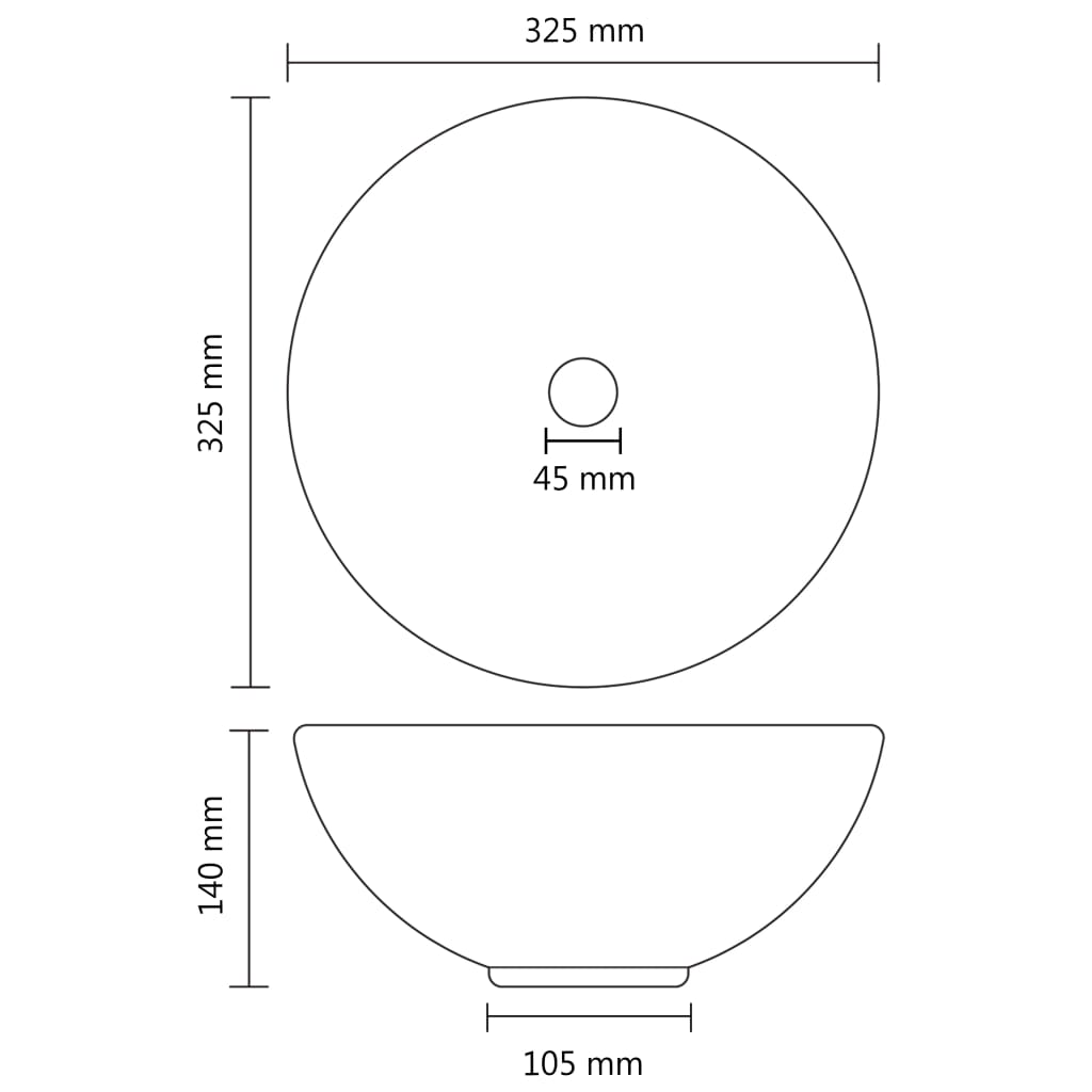 Lavatório WC luxuoso redondo 32,5x14cm cerâmica branco mate