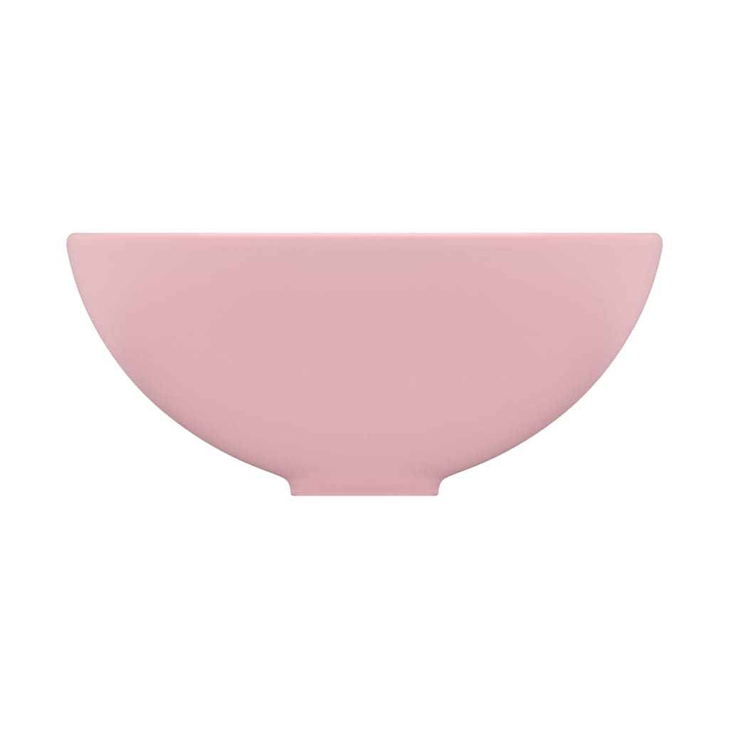 Lavatório WC luxuoso redondo 32,5x14cm cerâmica rosa mate