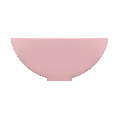 Lavatório WC luxuoso redondo 32,5x14cm cerâmica rosa mate