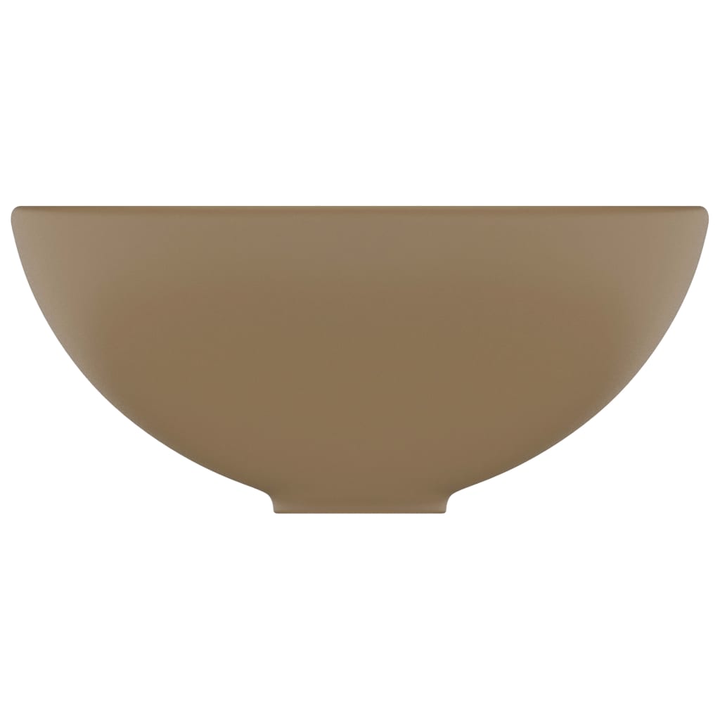 Lavatório WC luxuoso redondo 32,5x14cm cerâmica creme mate