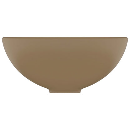 Lavatório WC luxuoso redondo 32,5x14cm cerâmica creme mate