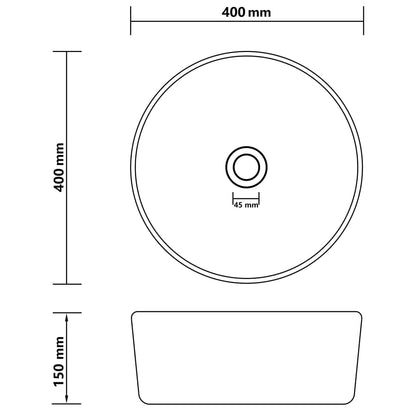 Lavatório luxuoso redondo 40x15 cm cerâmica branco mate