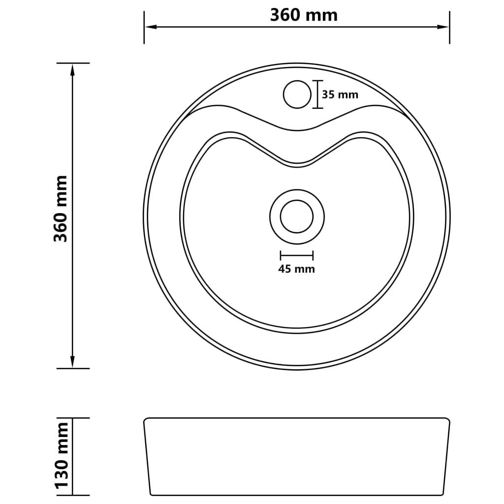 Lavatório com extravasamento 36x13 cm cerâmica branco mate