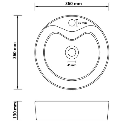 Lavatório com extravasamento 36x13 cm cerâmica branco mate