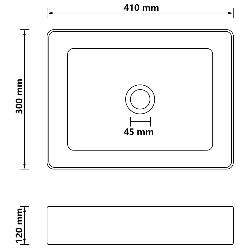 Lavatório luxuoso 41x30x12 cm cerâmica branco mate