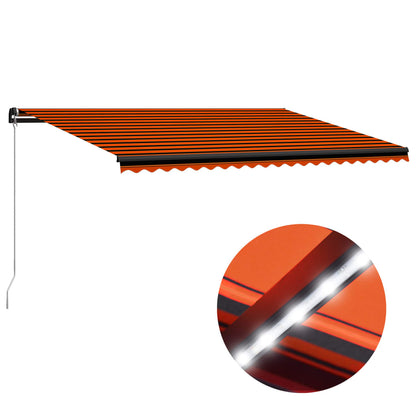 Toldo retrátil manual com LED 500x300 cm laranja e castanho