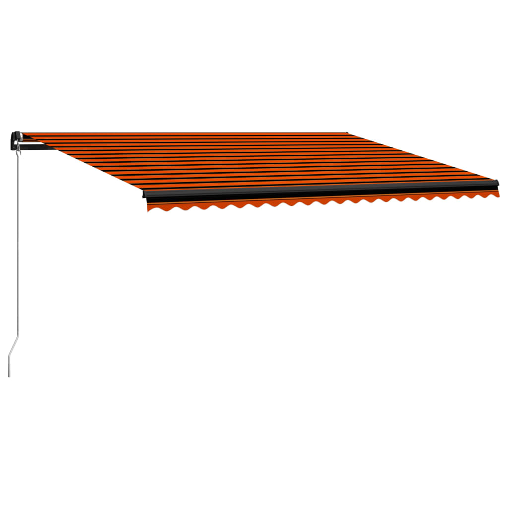 Toldo retrátil manual com LED 500x300 cm laranja e castanho