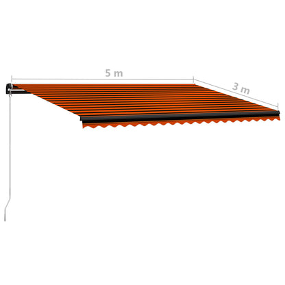 Toldo retrátil manual com LED 500x300 cm laranja e castanho