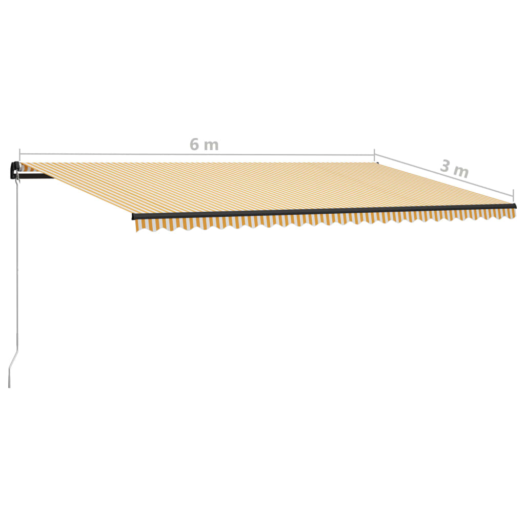 Toldo retrátil manual com LED 600x300 cm amarelo e branco