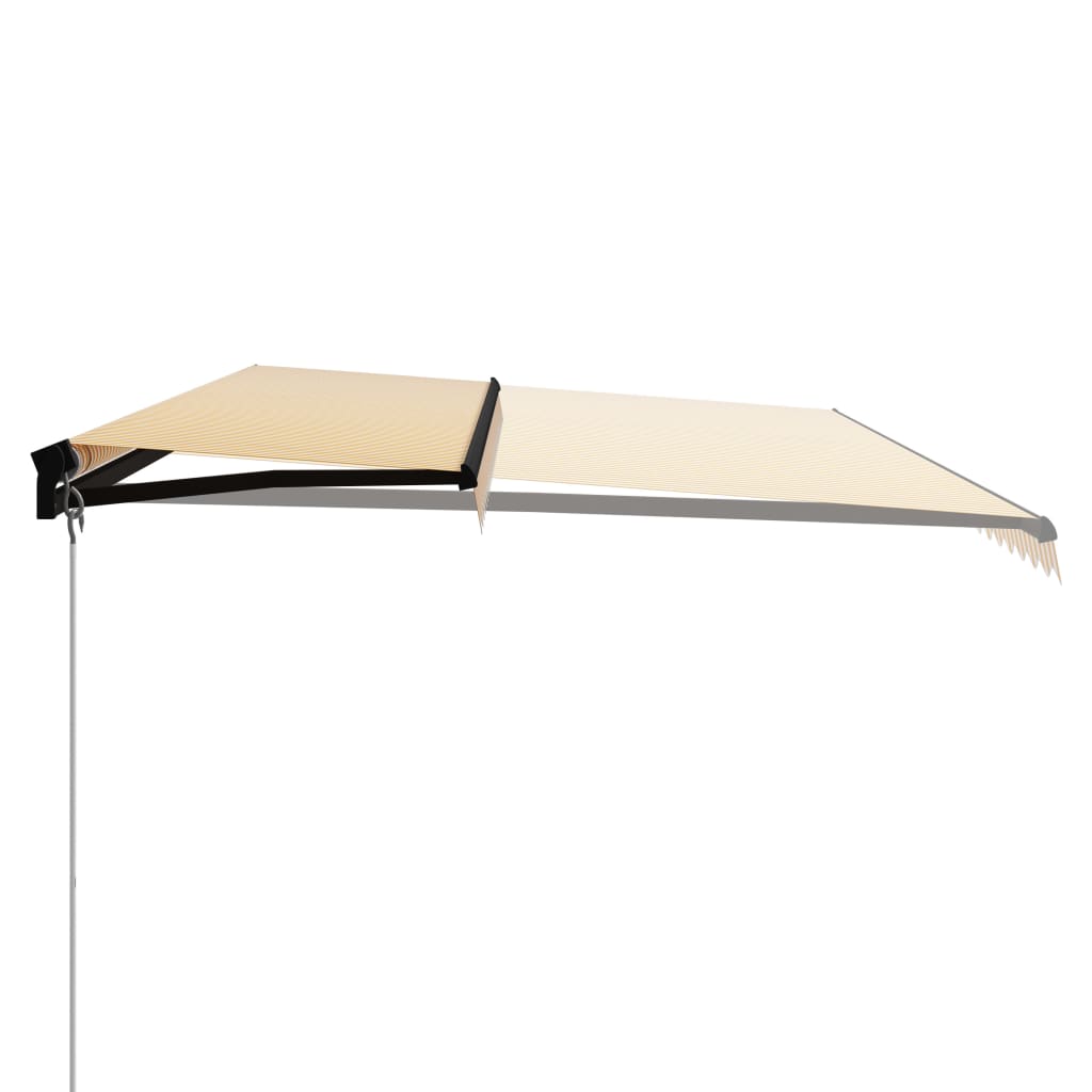 Toldo retrátil manual com LED 600x300 cm amarelo e branco