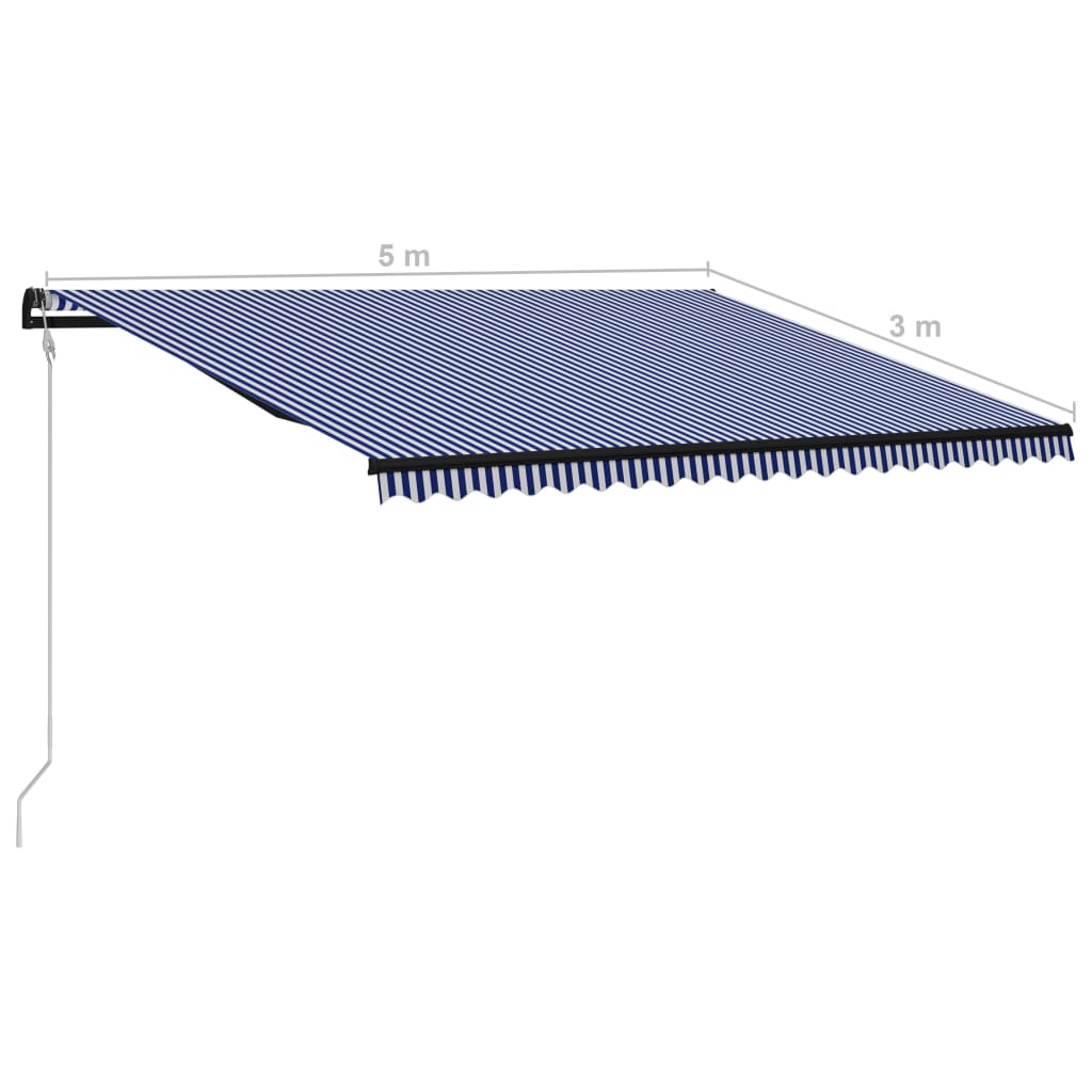 Toldo retrátil automático 500x300 cm azul e branco