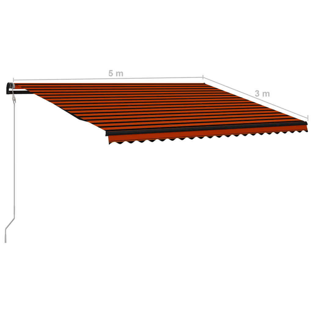 Toldo retrátil automático 500x300 cm laranja e castanho