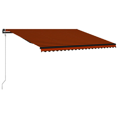 Toldo retrátil c/ sensor vento e LED 500x300cm laranja/castanho