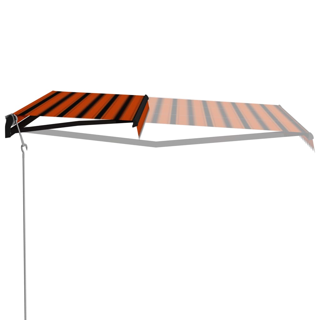 Toldo retrátil c/ sensor vento e LED 500x300cm laranja/castanho