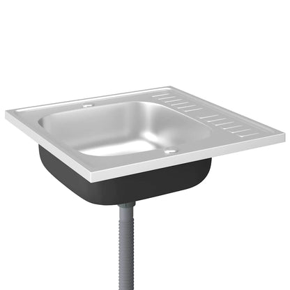 Lava-louça cozinha + escorredor 600x600x155mm aço inox prateado