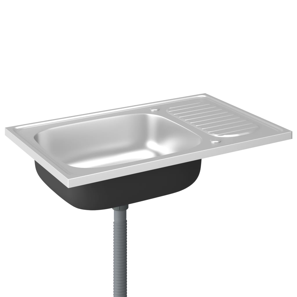 Lava-louça cozinha + escorredor 800x500x155mm aço inox prateado