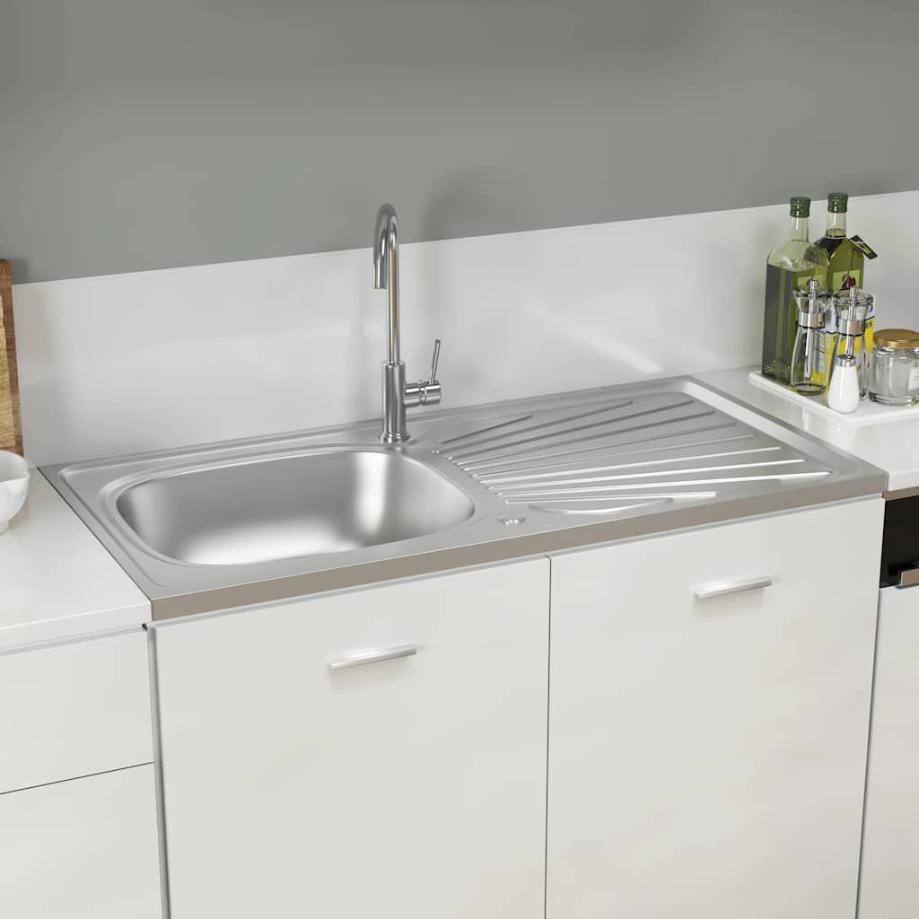 Lava-louça cozinha + escorredor aço inox prateado