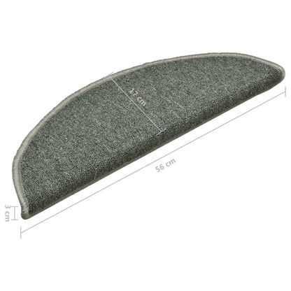 Tapete/carpete para escadas 15 pcs 56x17x3 cm verde-escuro