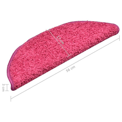 Tapete/carpete para degraus 15 pcs 56x17x3 cm rosa