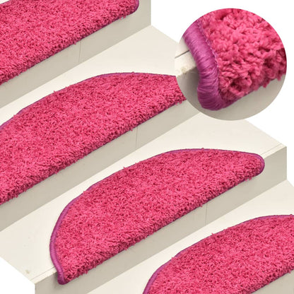 Tapete/carpete para degraus 15 pcs 56x17x3 cm rosa