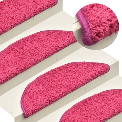 Tapete/carpete para escadas 15 pcs 65x21x4 cm rosa