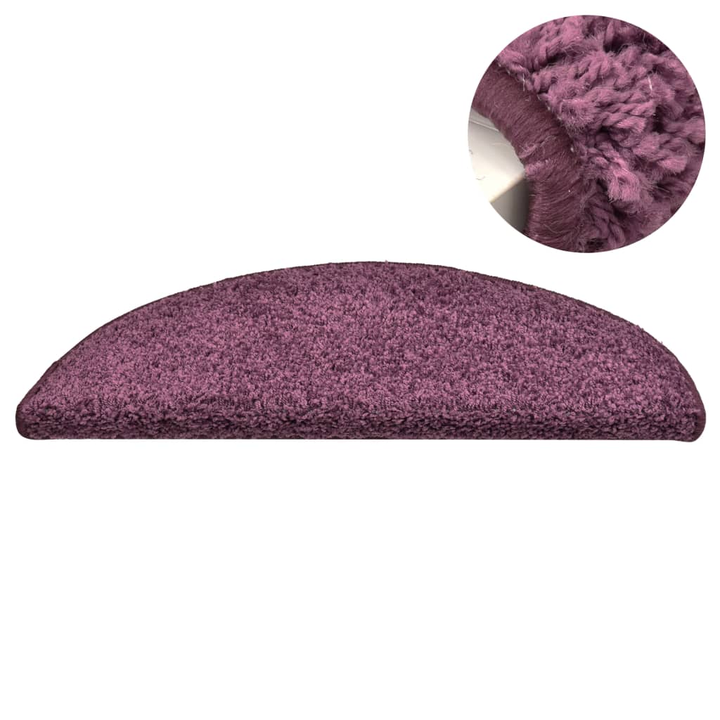 Tapete/carpete para degraus 15 pcs 56x17x3 cm roxo-escuro