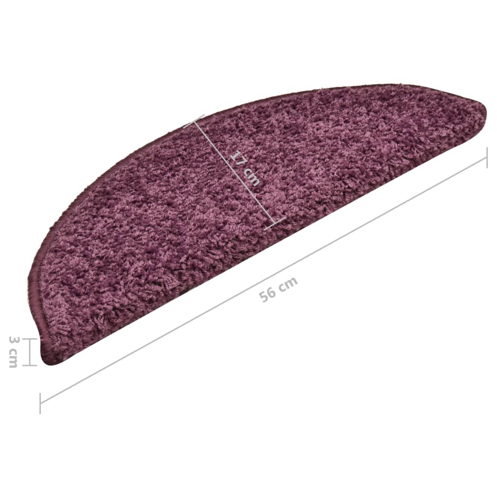 Tapete/carpete para degraus 15 pcs 56x17x3 cm roxo-escuro