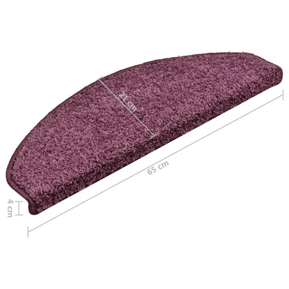 Tapete/carpete para degraus 15 pcs 65x21x4 cm roxo-escuro