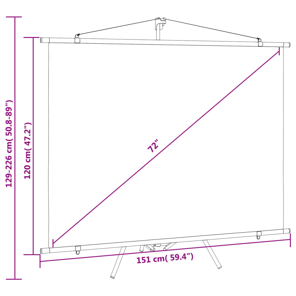 Tela de projeção com tripé 72" 4:3