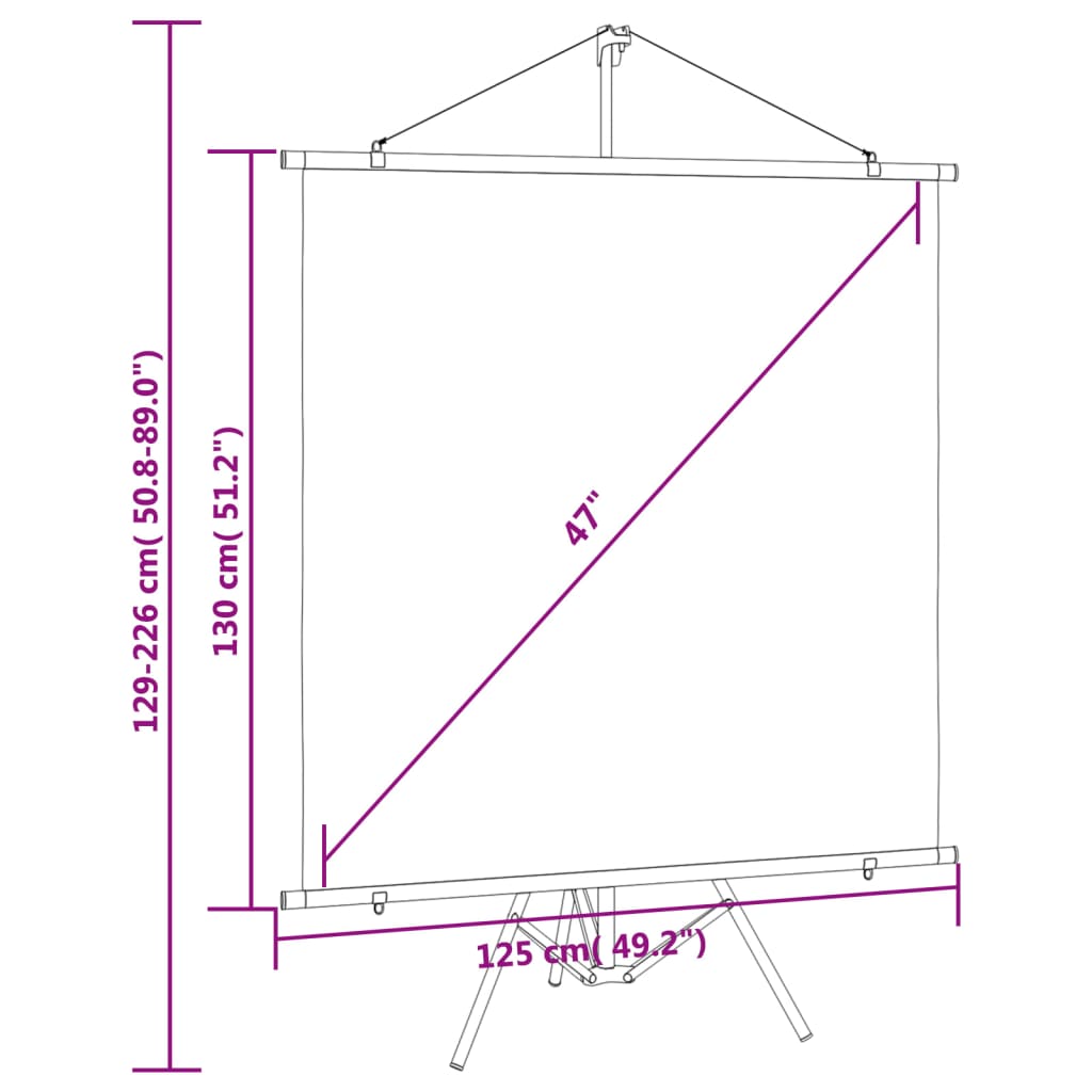 Tela de projeção com tripé 47" 1:1