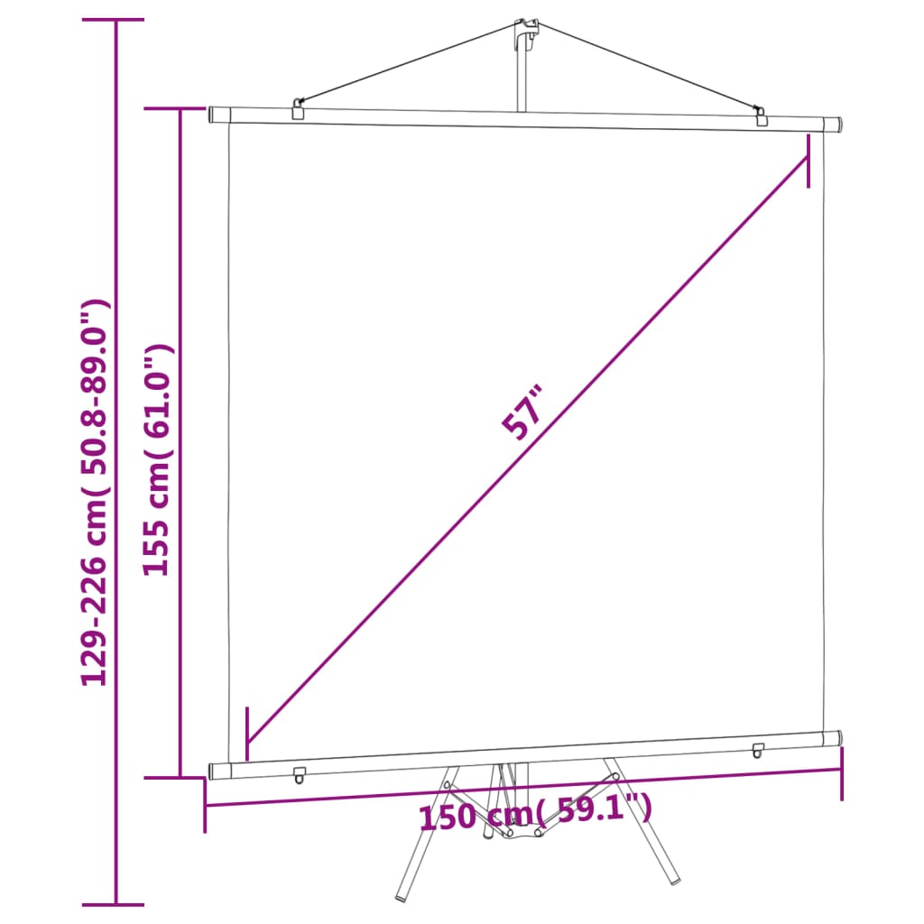 Tela de projeção com tripé 57" 1:1