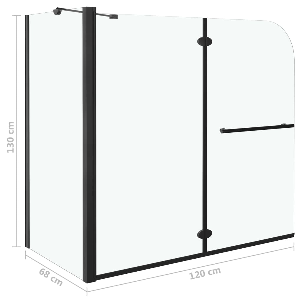 Divisória de chuveiro c/ dobragem dupla ESG 120x68x130 cm preto