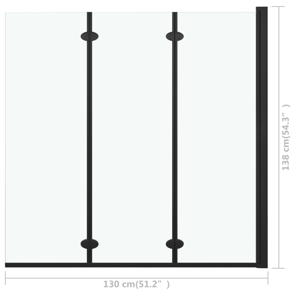 Divisória de Chuveiro Dobrável com 3 Paineis ESG 130x138 cm - Design Moderno