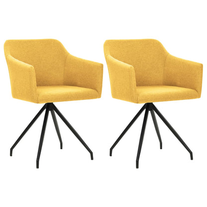 Cadeiras de jantar giratórias 2 pcs tecido amarelo mostarda