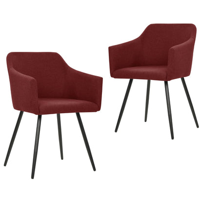 Cadeiras de jantar 2 pcs tecido vermelho tinto