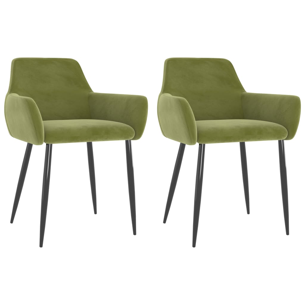 Cadeiras de jantar 2 pcs veludo verde-claro