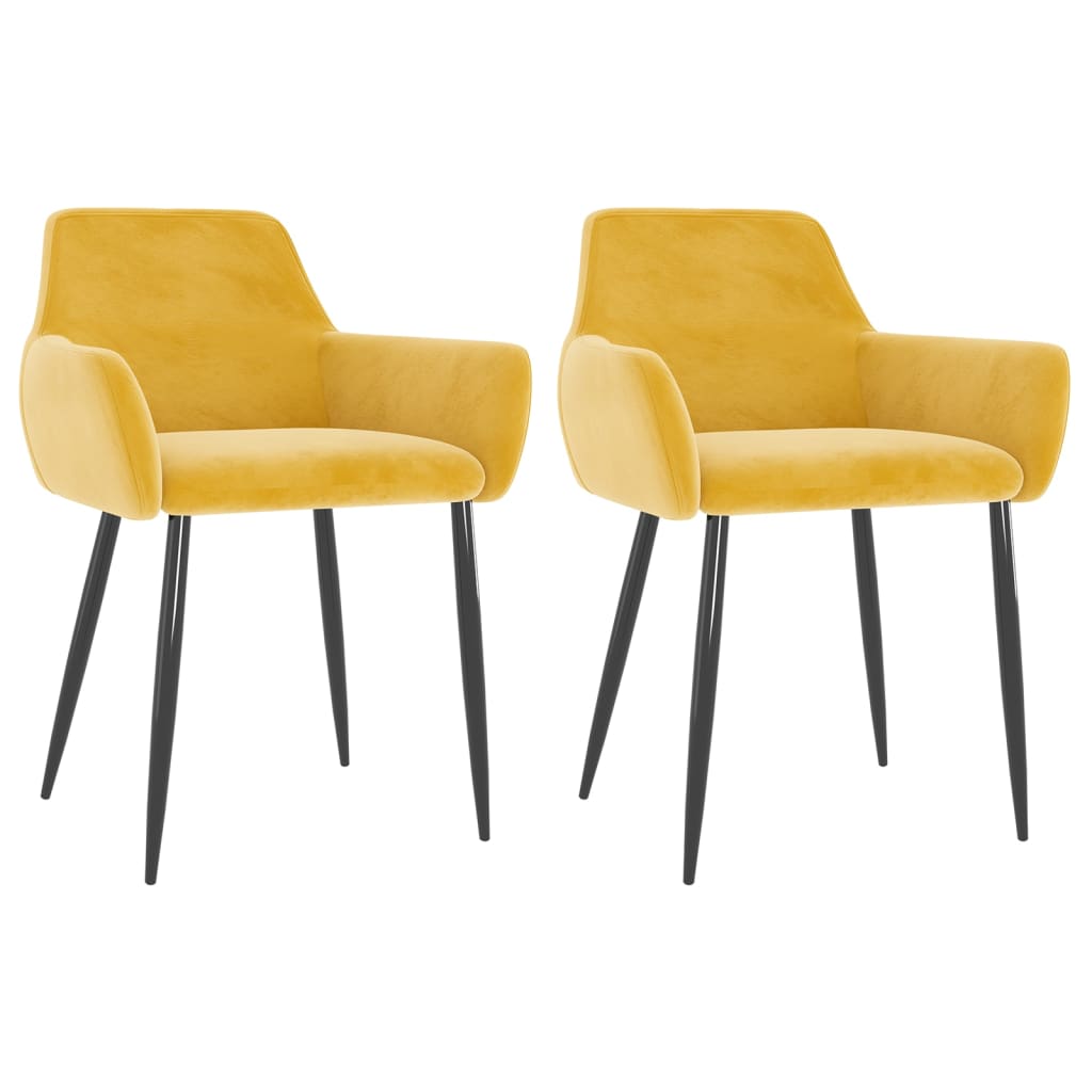 Cadeiras de jantar 2 pcs veludo amarelo mostarda