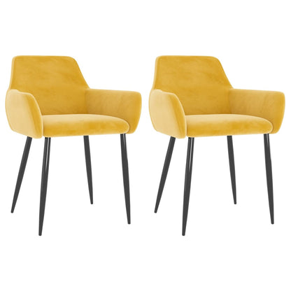 Cadeiras de jantar 2 pcs veludo amarelo mostarda