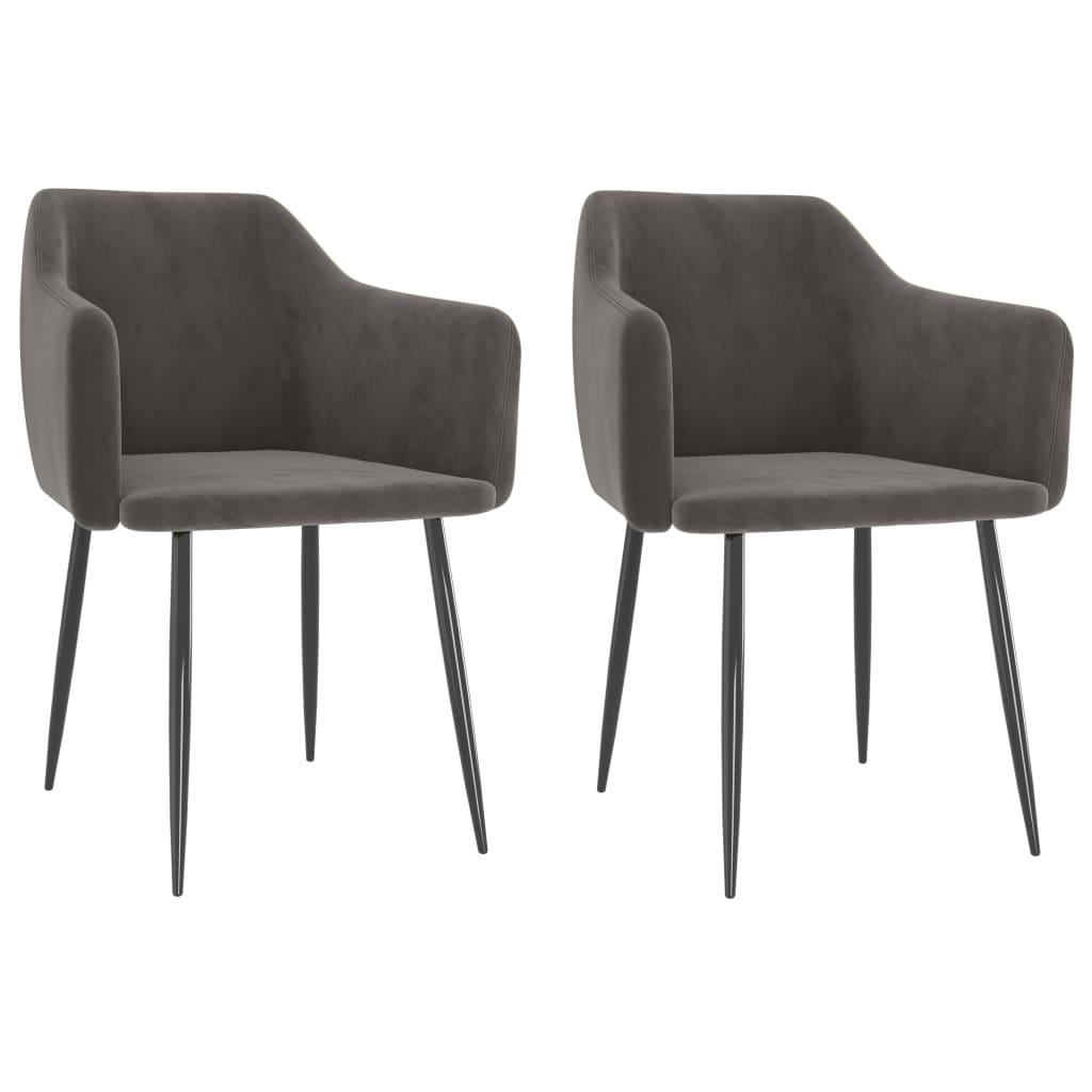 Cadeiras de jantar 2 pcs veludo cinzento-escuro