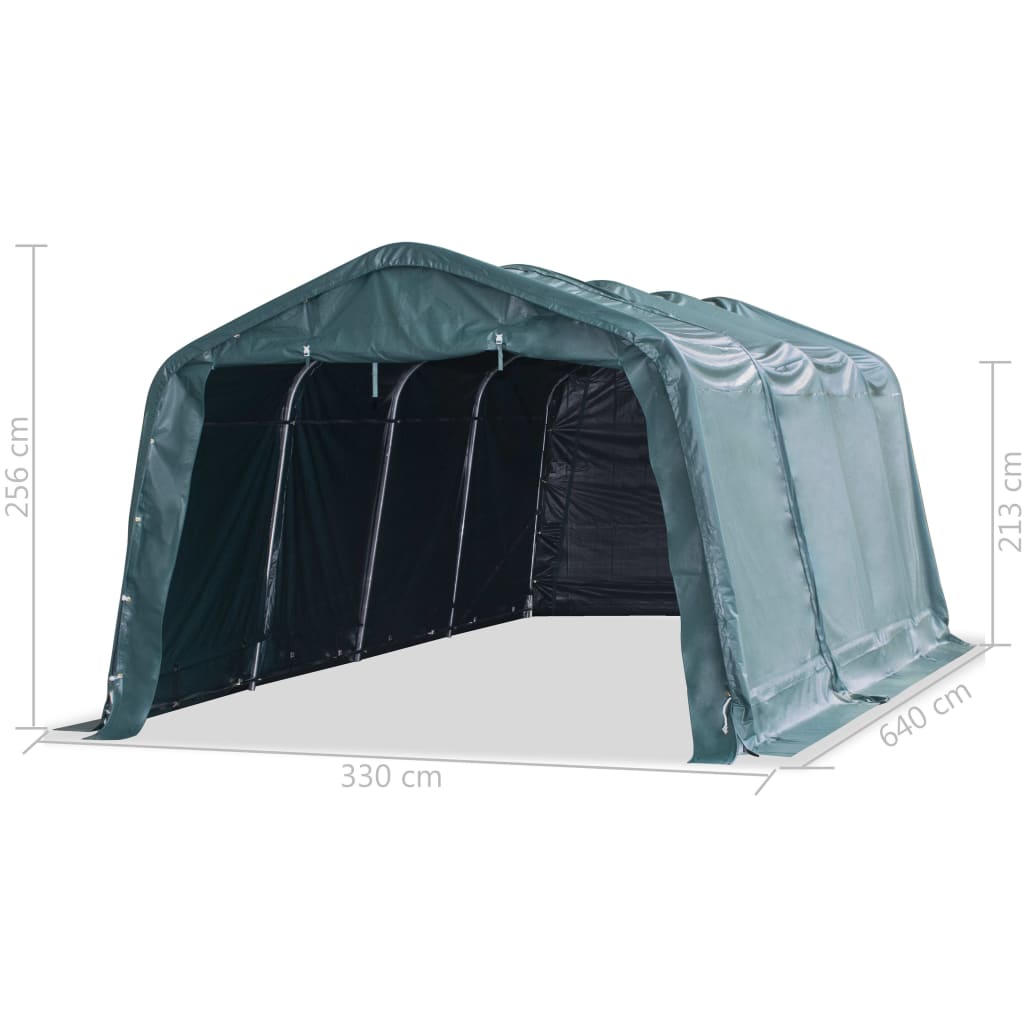 Tenda para gado removível PVC 550 g/m² 3,3x6,4 m verde-escuro