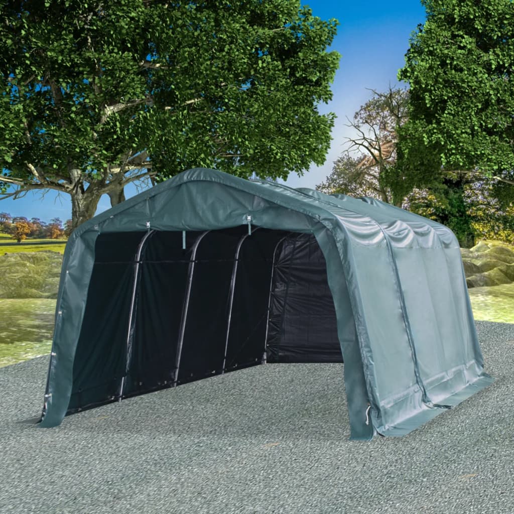 Tenda para gado removível PVC 550 g/m² 3,3x6,4 m verde-escuro