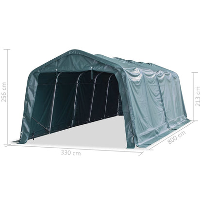 Tenda para gado removível PVC 550 g/m² 3,3x8 m verde escuro