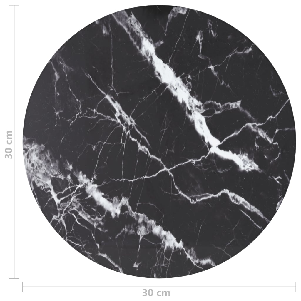 Tampo mesa Ø30x0,8 cm vidro temperado design mármore preto